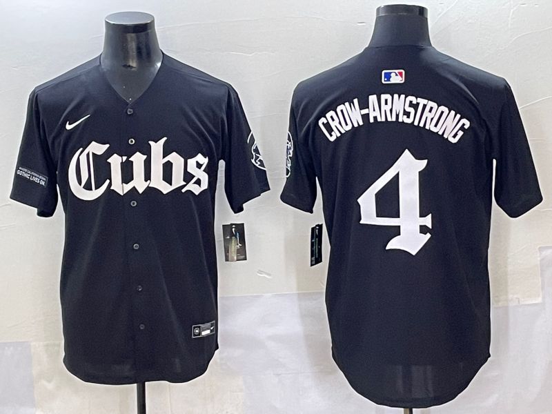 Men 2025 Chicago Cubs 4 Crow-Armstrong Black Five generations Joint Name Nike MLB Jersey style 15